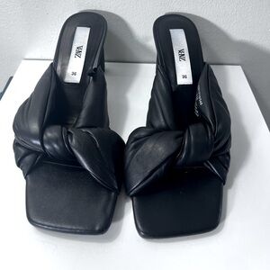Zara Black knot slip in sandal